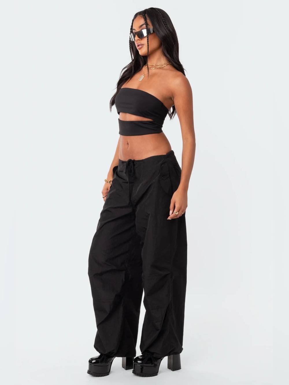 Edikted Black Darcey Cut-Out Tube Top - Size Medium - Picture 3 of 9